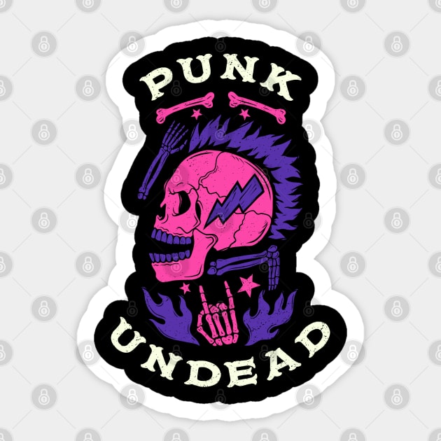 Punk Undead – Skull Mohawk Halloween Rock Design Sticker by Stylecombinator